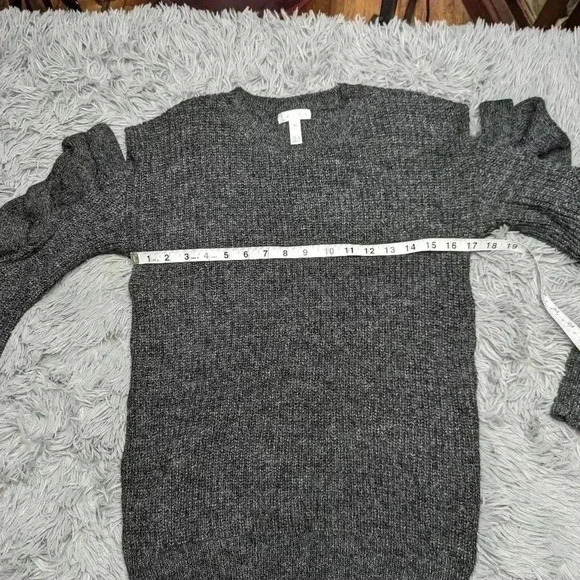 LEITH 164923 Women's Crew Neck Twist Sleeve Sweater Dark Gray Sz. XS - Picture 5 of 8